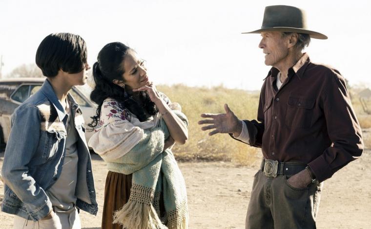 Eduardo Minett, Natalia Traven, and Clint Eastwood in Cry Macho