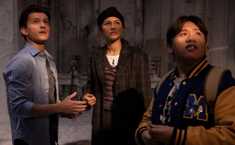 Tom Holland, Zendaya, and Jacob Batalon in Spider-Man: No Way Home