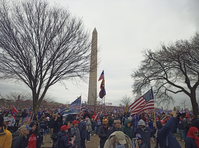 January 6, 2021 Protesters at the Elilipse and Washington Monument in DC - photo by Jason Bermas