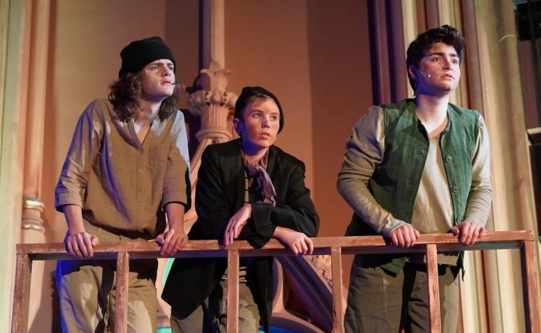 Charles Budan, Henrick Senne, and Jacob Johnson in Peter & the Starcatcher (photo by Bethany Sanders)