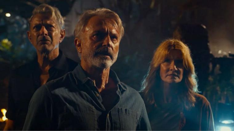 Jeff Goldblum, Sam Neill, and Laura Dern in Jurassic World Dominion
