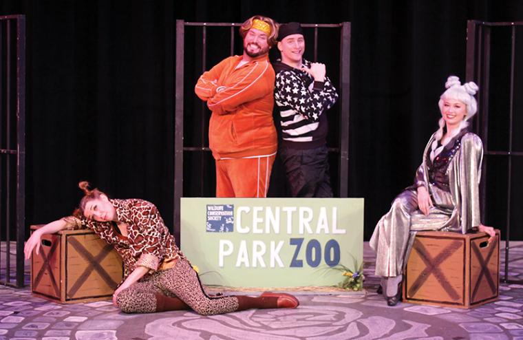 Sarah Hayes, Nicholas Munson, Bobby Becher, and Hannah Broeils in Madagascar: A Musical Adventure