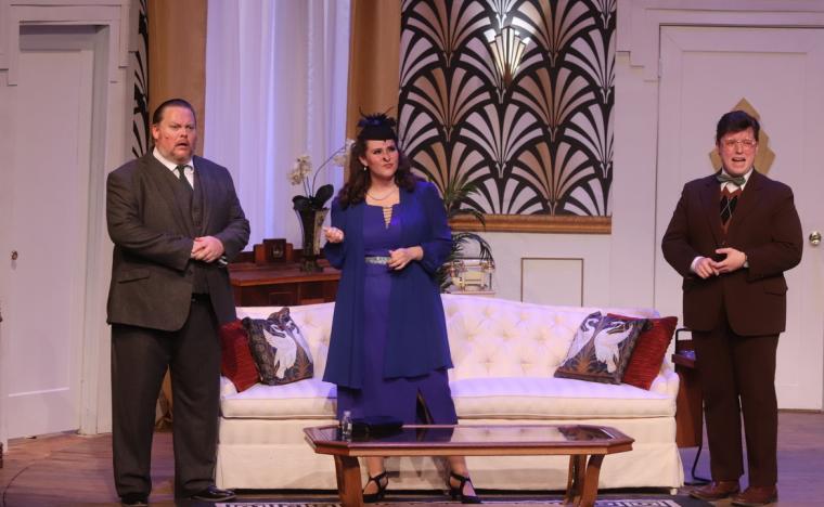 Darren Mangler, Margot Frank, and Colin McGonagle in Lend Me a Tenor