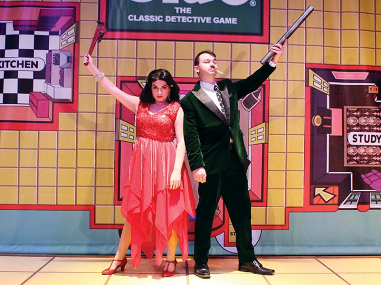 Olivia Bleak and Kyle DeFauw in Clue: The Musical