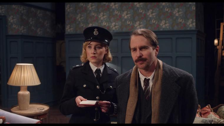Saoirse Ronan and Sam Rockwell in See How They Run