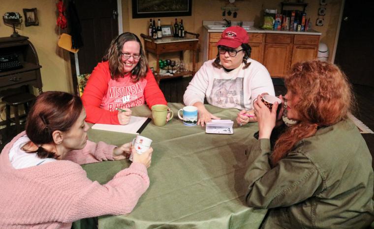 Mara Earp, Sara Laufer, Jaclyn Marta, and Elle Winchester in the Playcrafters Barn Theatre's The Christmas Letter Writing Club