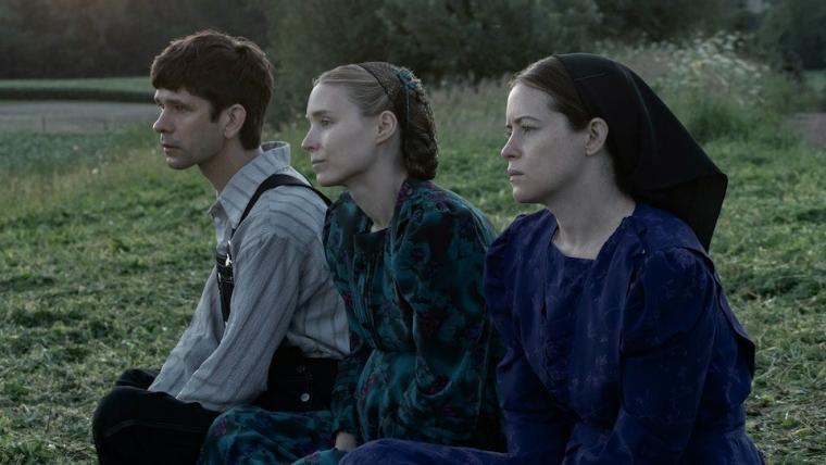 Ben Whishaw, Rooney Mara, and Jessie Buckley in Women Talking