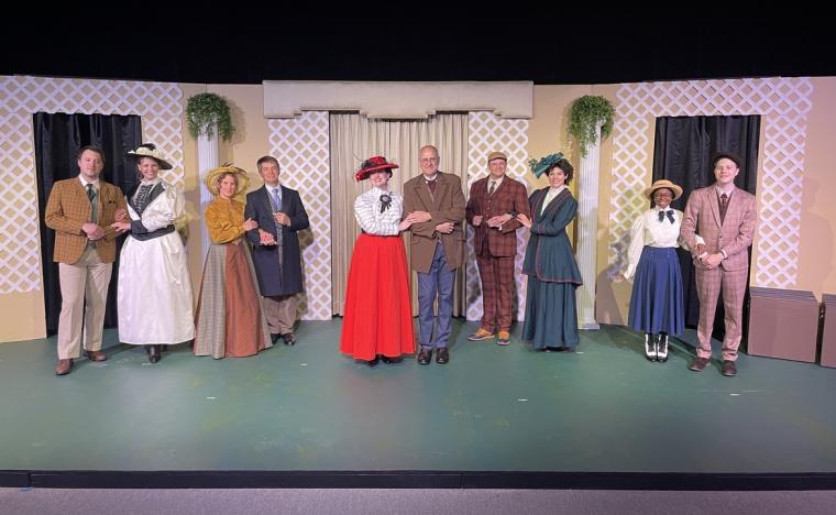 Tyler Henning, Lucy Diamini, Jennifer Cook Gregory, Robert Gregory, Shelley Cooper, Doug Kutzli, Tristan Tapscott, Jacqueline Isaacson, Mukupa Lungo, and Roger Pavey Jr. in Hello, Dolly!