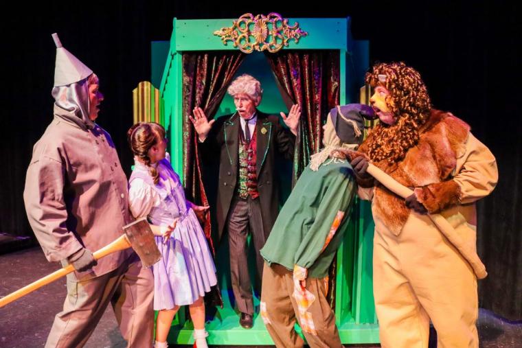 Nathan Btes, Anmelia Ward, Harold Truitt, Daniel Williams, and Luke Vermiere in "The Wizard of Oz"