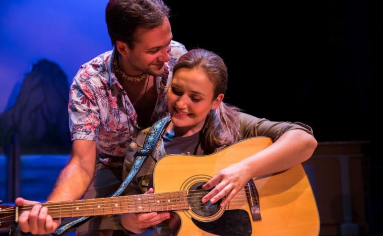 Cameron Nies and Melissa Campbell in Escape to Margaritaville