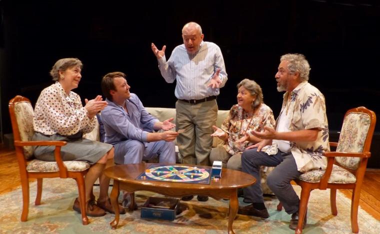 Jackie Patterson, Tyler Henning, Kevin Babbitt, Jackie Skiles, and Jim Harris in Over the River & Through the Woods