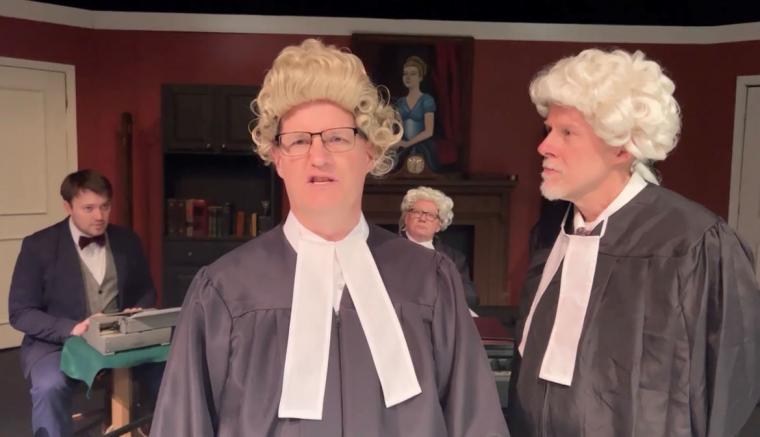 Tyler Henning, Kevin Keck, Guy Cabell, and Don Faust in Witness for the Prosecution