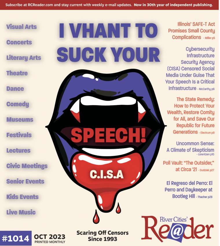  I Vhant to Suck Your Speech! - River Cities' Reader Printed Edition Cover Art #1014 Ocotober 2023