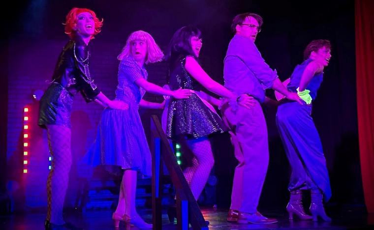 Kelsi Ford, Taylor Lynn, Sophia Kilburg, Tyler Henning, and Micah Bernas in "The Rocky Horror Show"