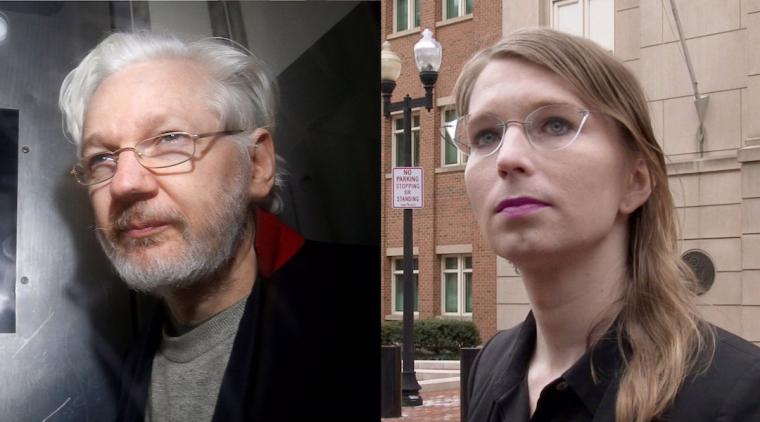 (l to r) Wikileaks Founder/Publisher Julian Assange,  U.S. Army Whistleblower Chelsea Manning 