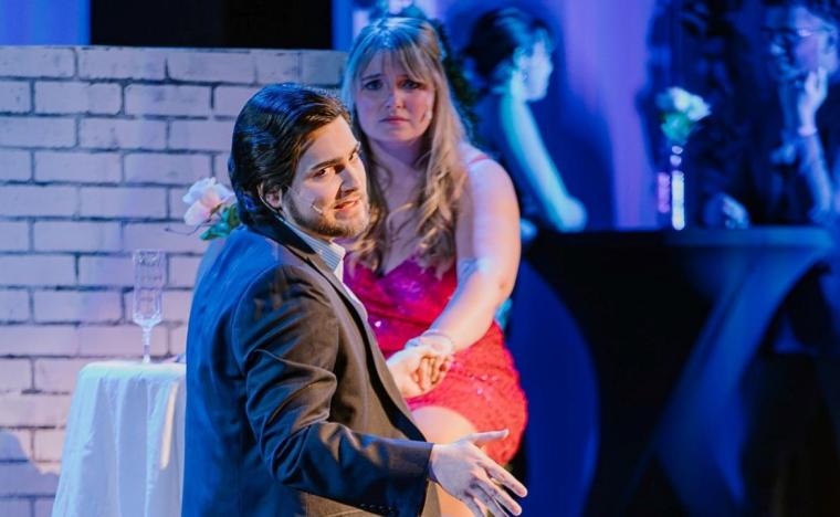 Jacob Johnson and Olivia Hedden in Legally Blonde: The Musical (photo by Nat 20 Photography)