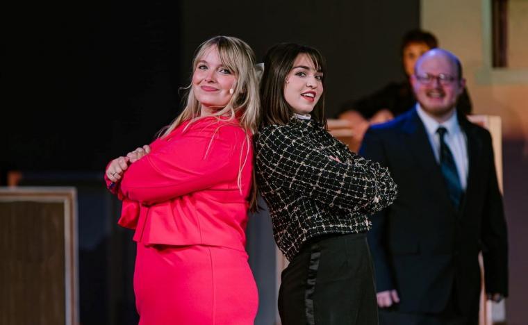 Olivia Hedden, Rachel Winter, and Noah Hill in Legally Blonde: The Musical (photo by Nat 20 Photography)