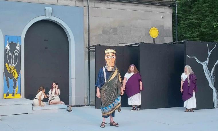 Nadia Esparza, Whitney Brown, Guy Cabell, Avalon Willowbloom, and Karen Riffey in Medea