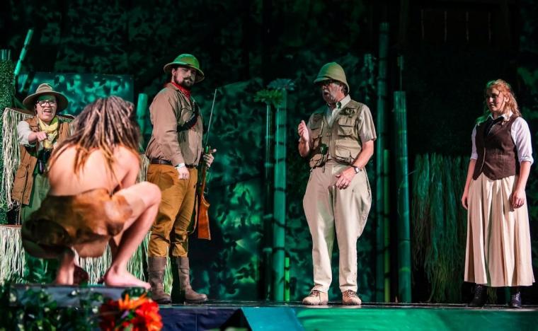 Maesi Geigle, Tommy Ratkiewicz-Stierwalt, Jackson Grubbs, Bruce Duling, and Kirsten Sindelar in Tarzan: The Musical