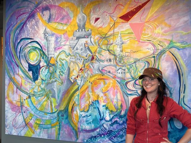 Vavrosky with one of her large-scale paintings at The Bend (photo by Jonathan Turner)