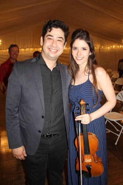 Composer Ari Fisher with violinist Sabrina Tabby at the May 2021 premiere of Sonnenberg Suite.