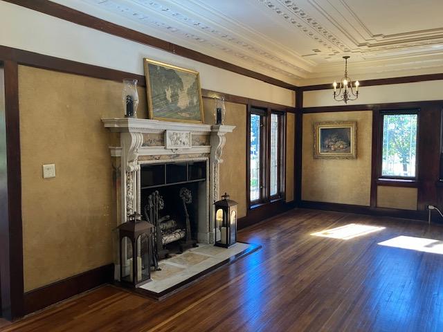 One of Hauberg's six fireplaces.
