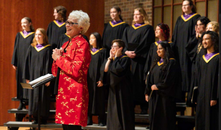Laura Lane retired from the Knox College faculty in spring 2023 after leading the choral activities program for 40 years.