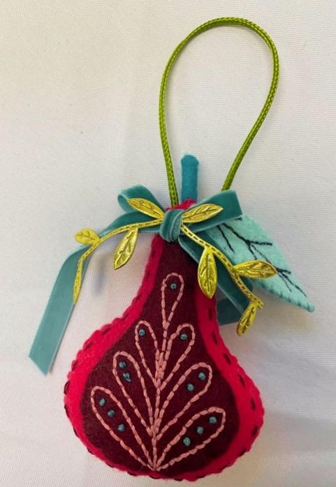 Second Place: Katie Roquet’s felted pear ornament