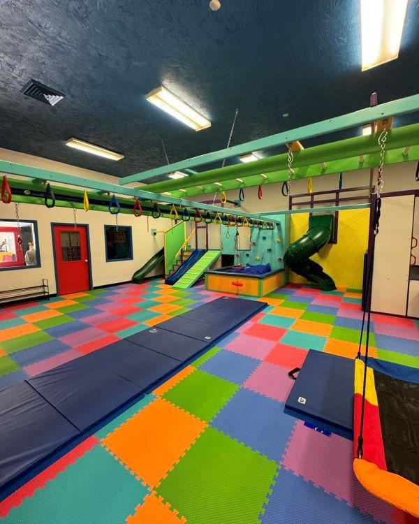 The sensory-friendly gym at Autistic & Loved, located next to the Argrow's House cafe.