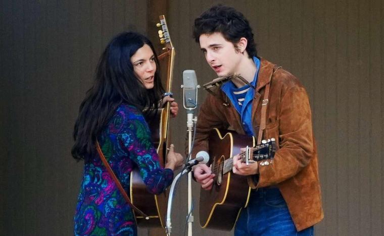 Monica Barbero and Timothée Chalamet in A Complete Unknown