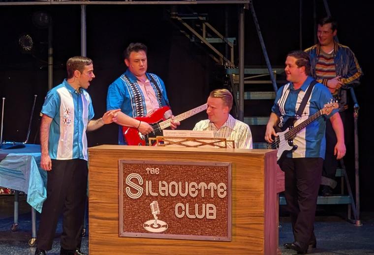 Bear Manescalchi, Michael Ingersoll, Bobby Becher, Kelly Brown, and Derrick Bertram in the Circa '21 Dinner Playhouse's Jersey Boys