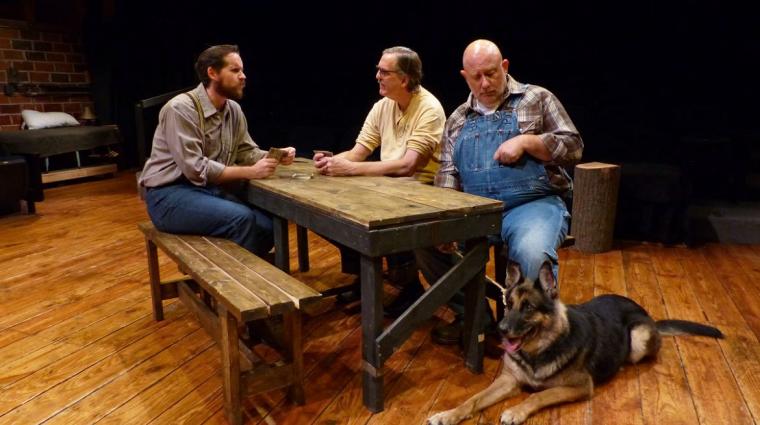 Kevin Maynard, Glenn Kluge, Patrick Kelley, and Kane in the Richmond Hill Barn Theatre's Of Mice & Men