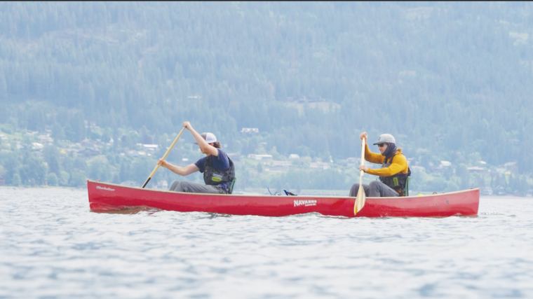 Braxton Mitchell (l) Robert Lester (r) Paddling in Film Columbia River Canoe Project