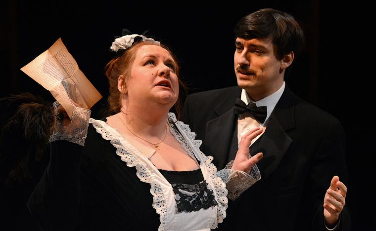 Cayla Van Zandt and David Shaffer in The Tell-Tale Farce