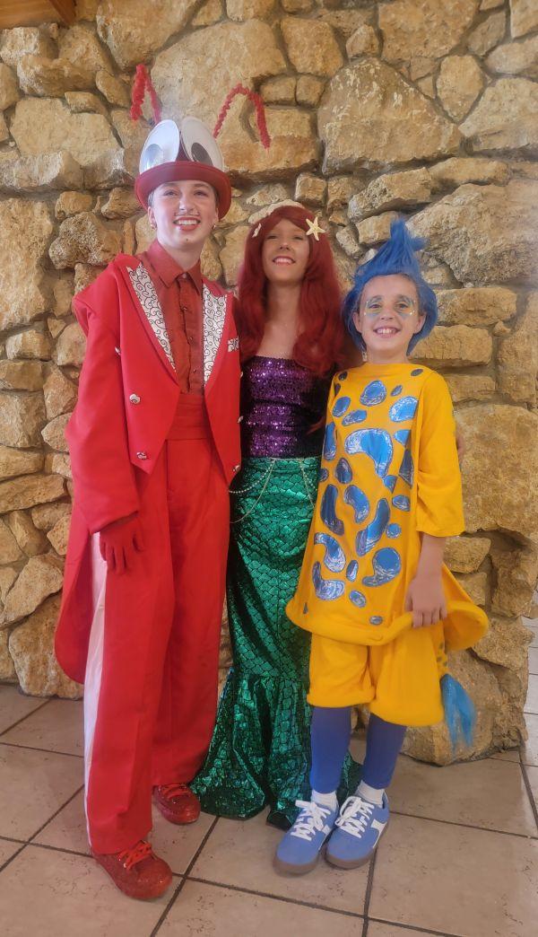 Jaelyn Roth, Aria Soenksen, and Cohen Kirchhoff in "Disney's Little Mermaid Jr."