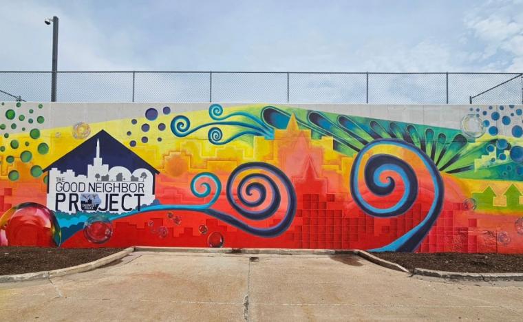 The new Good Neighbor Project mural done by Metro Arts in downtown Davenport, off Harrison Street near the Davenport Police Department (photo credit: Quad City Arts).