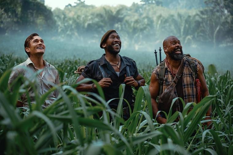 Rupert Friend, Mahershala Ali, and Bechir Sylvain in Jurassic World Rebirth