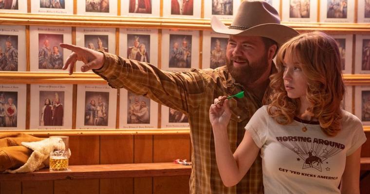 Paul Walter Hauser and Sydney Sweeney in Americana