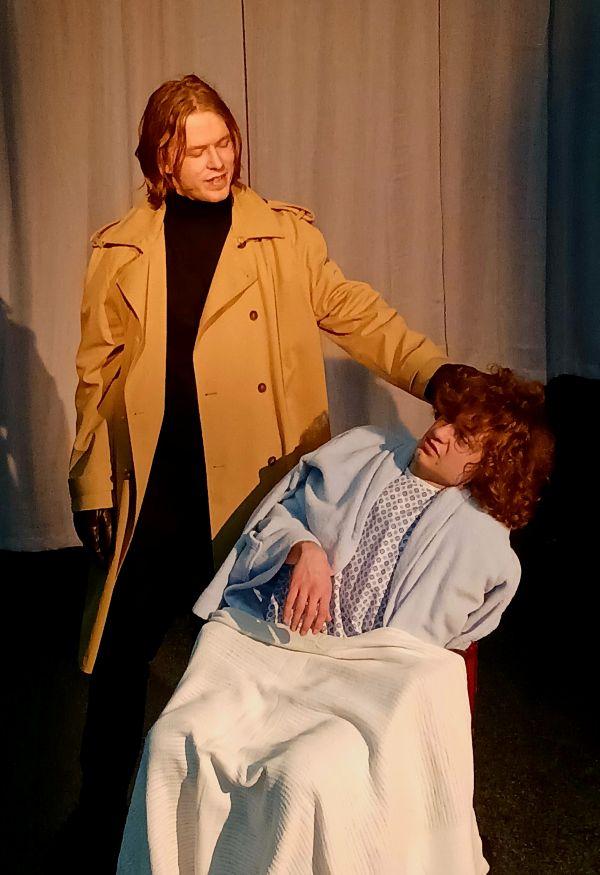 Perin McGrath and Trent Kubasiak in “Proceed to Checkout" at Scott Community College -- November 20 through 23.