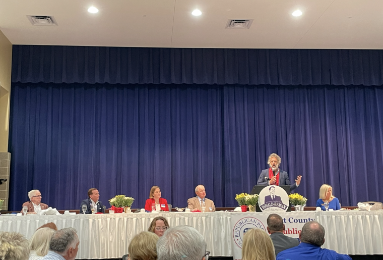 David K. Clements at Podium October 16.2025 Scott County GOP Reagan Dinner David K. Clements at Podium October 16.2025 Scott County GOP Reagan Dinner