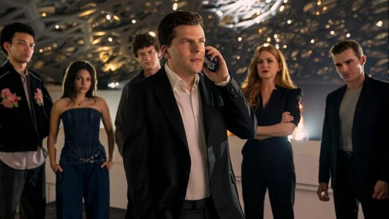 Justice Smith, Ariana Greenblatt, Dominic Sessa, Jesse Eisenberg, Isla Fisher, and Dave Franco in Now You See Me: Now You Don't