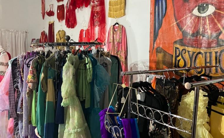 Burlesque costumes at Ecdysiast Arts Museum, 322 Brady St., Davenport.