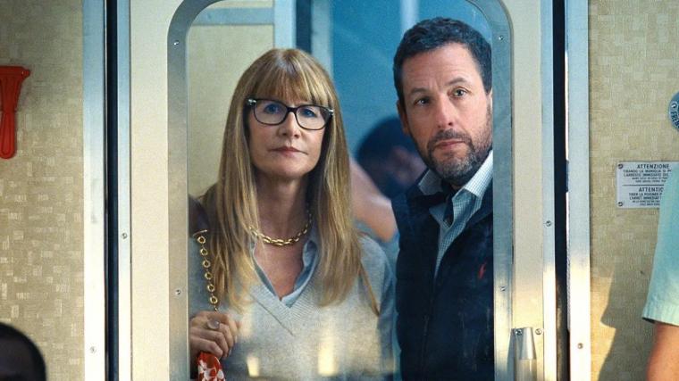 Laura Dern and Adam Sandler in Jay Kelly