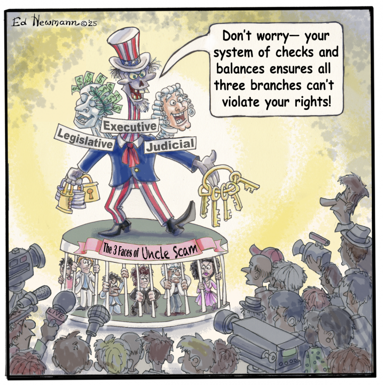 The 3 Faces of Uncle Scam by Ed Newmann copyright 2025