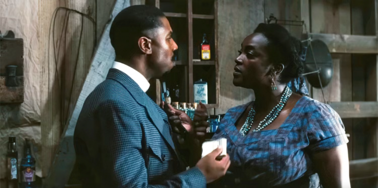 Michael B. Jordan and Wunmi Mosaku in Sinners