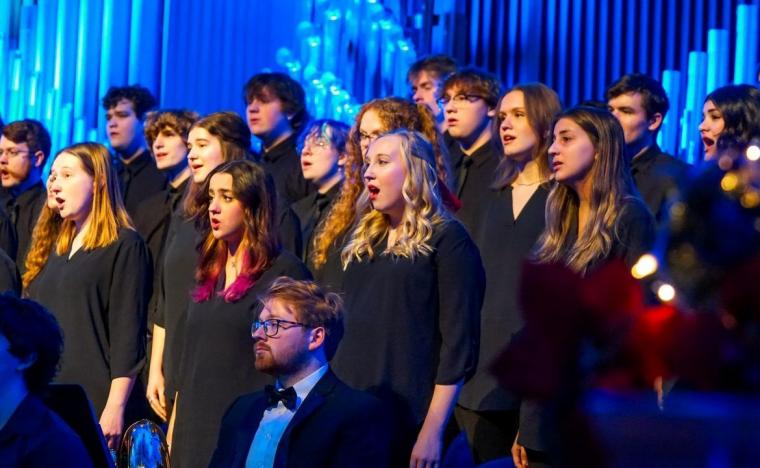 The Augustana Choir singing during the "Christmas at Augustana" program, December 2025. (courtesy of Augustana College)