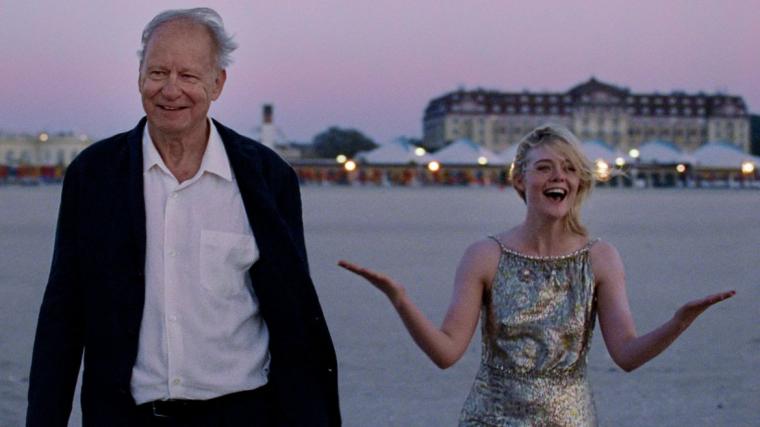Stellan Skarsgård and Elle Fanning in Sentimental Value