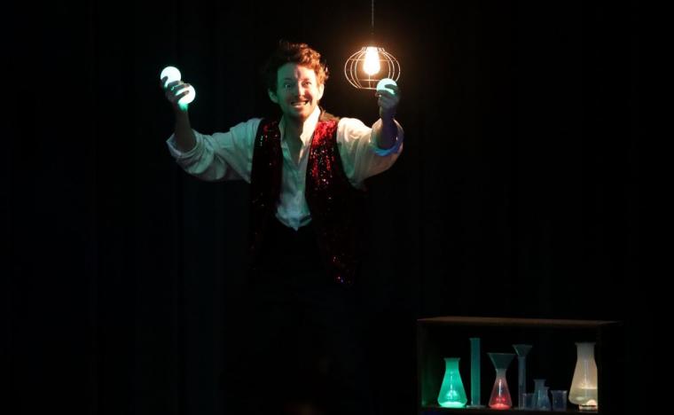 Dan Hale in “Strange Case" at St. Ambrose University -- March 28. (photo by Miranda Richards)