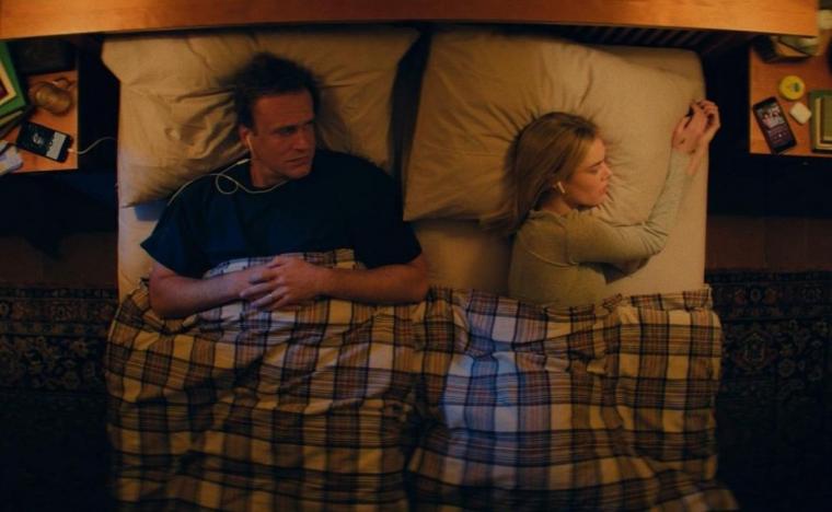 Jason Segel and Samara Weaving in Over Your Dead Body