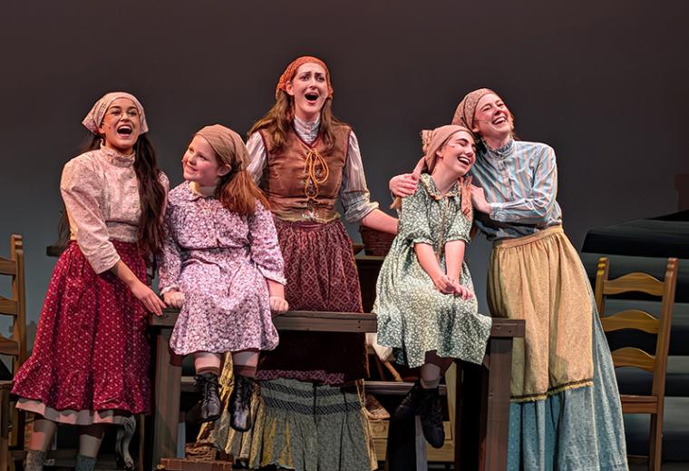 Wrigley Mancha, Gracie Cross, Abigale Hart Goldman, Elena Skadal, and Laura Whittenberger in Fiddler on the Roof